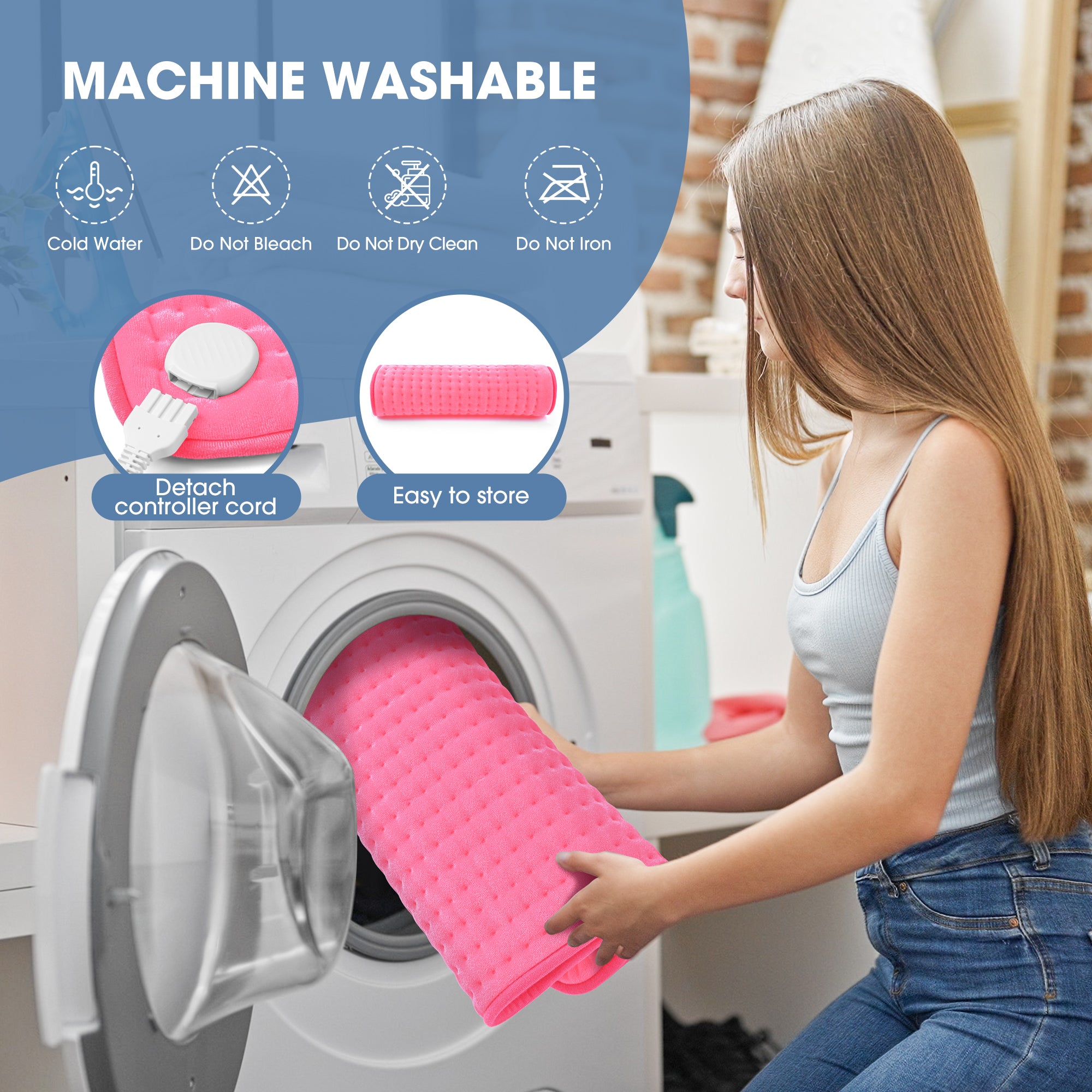 FluffyWarmth Electric Heating Pad for Back, Extra Large 17''x 33'' XXXL for Full Body,Menstrual Period Cramps,Neck Shoulder Back Pain Relief, 6 Heat Settings 4 Timers Heating Pad, Gifts for Women Men