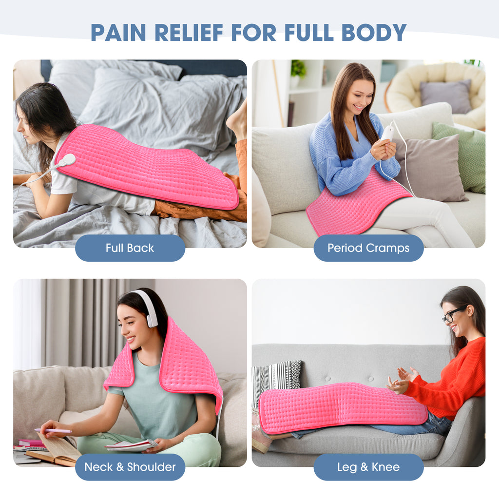 FluffyWarmth Electric Heating Pad for Back, Extra Large 17''x 33'' XXXL for Full Body,Menstrual Period Cramps,Neck Shoulder Back Pain Relief, 6 Heat Settings 4 Timers Heating Pad, Gifts for Women Men