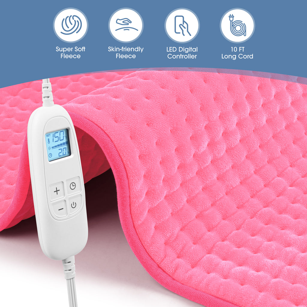FluffyWarmth Electric Heating Pad for Back, Extra Large 17''x 33'' XXXL for Full Body,Menstrual Period Cramps,Neck Shoulder Back Pain Relief, 6 Heat Settings 4 Timers Heating Pad, Gifts for Women Men