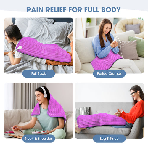 FluffyWarmth Electric Heating Pad for Back, Extra Large 17''x 33'' XXXL for Full Body,Menstrual Period Cramps,Neck Shoulder Back Pain Relief, 6 Heat Settings 4 Timers Heating Pad, Gifts for Women Men