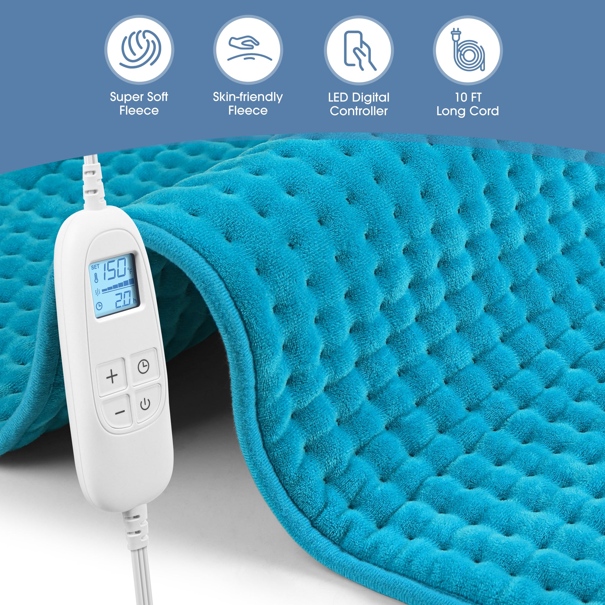 FluffyWarmth Electric Heating Pad for Back, Extra Large 17''x 33'' XXXL for Full Body,Menstrual Period Cramps,Neck Shoulder Back Pain Relief, 6 Heat Settings 4 Timers Heating Pad, Gifts for Women Men