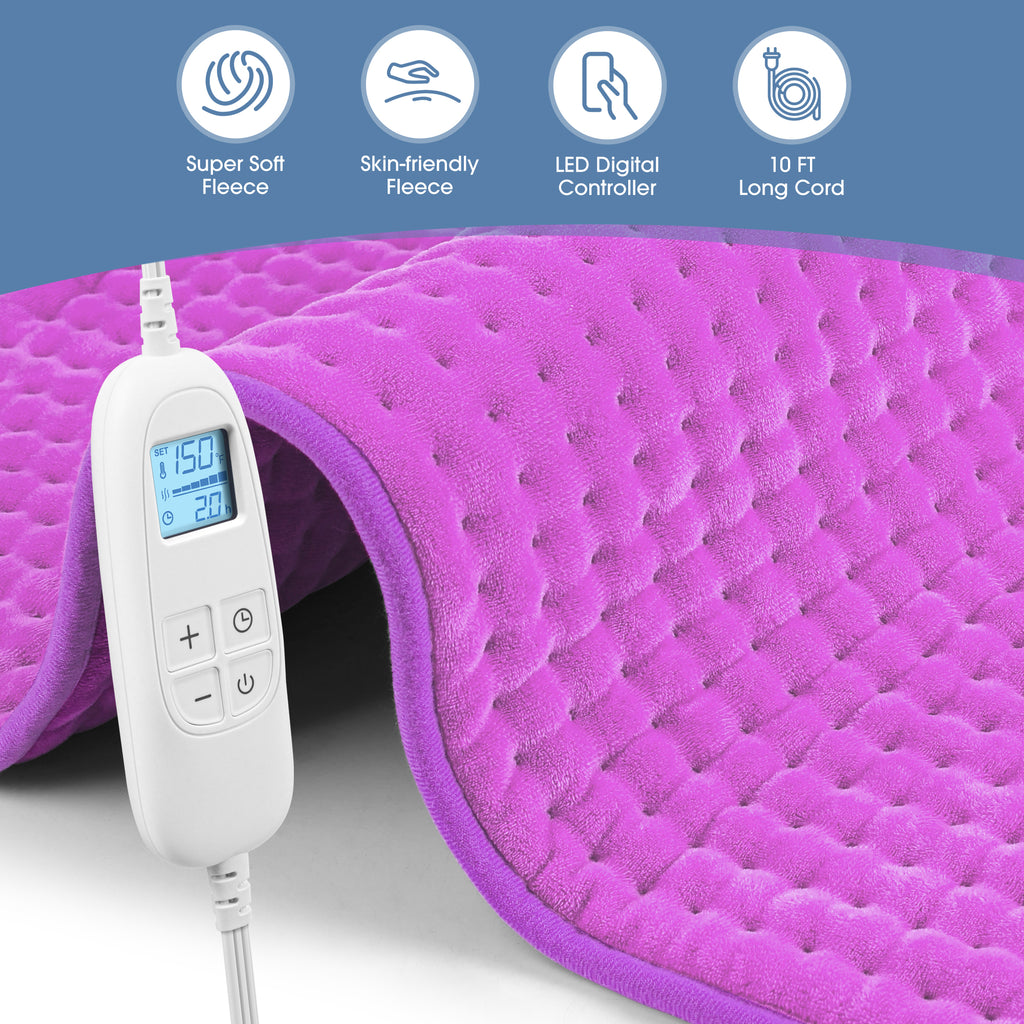 FluffyWarmth Electric Heating Pad for Back, Extra Large 17''x 33'' XXXL for Full Body,Menstrual Period Cramps,Neck Shoulder Back Pain Relief, 6 Heat Settings 4 Timers Heating Pad, Gifts for Women Men