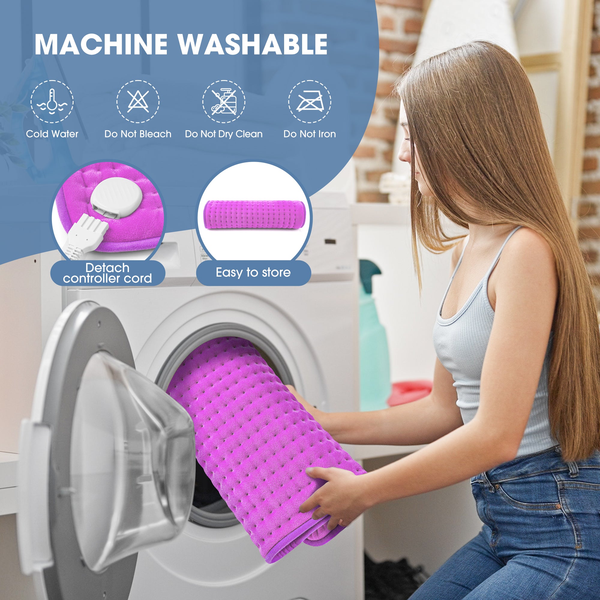 FluffyWarmth Electric Heating Pad for Back, Extra Large 17''x 33'' XXXL for Full Body,Menstrual Period Cramps,Neck Shoulder Back Pain Relief, 6 Heat Settings 4 Timers Heating Pad, Gifts for Women Men